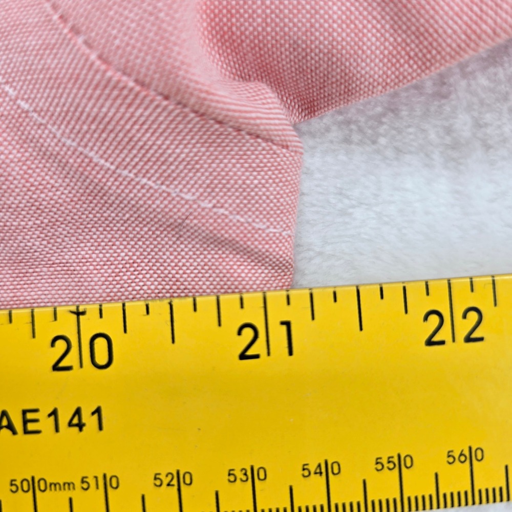 Stafford Button Down Mens 15 Short Sleeve Coral Pink Wrinkle Free Oxford Shirt - Picture 6 of 9